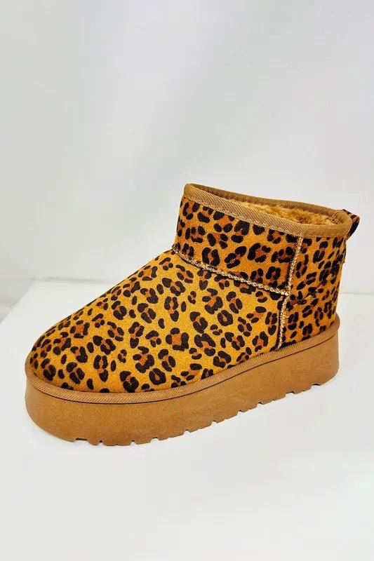 WILD DIVA Leopard Suede Round Toe Platform Booties - Bela Fils BoutiqueBela Fils Boutique